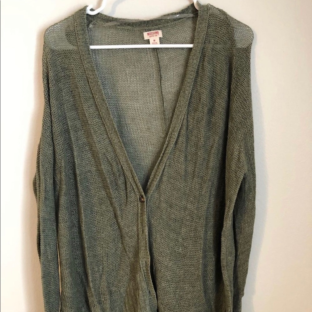 Green knitted cardigan